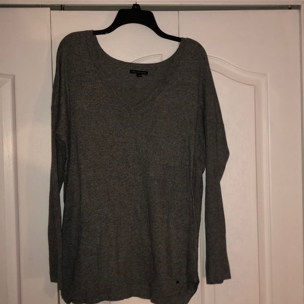 Gray V-Neck Sweater